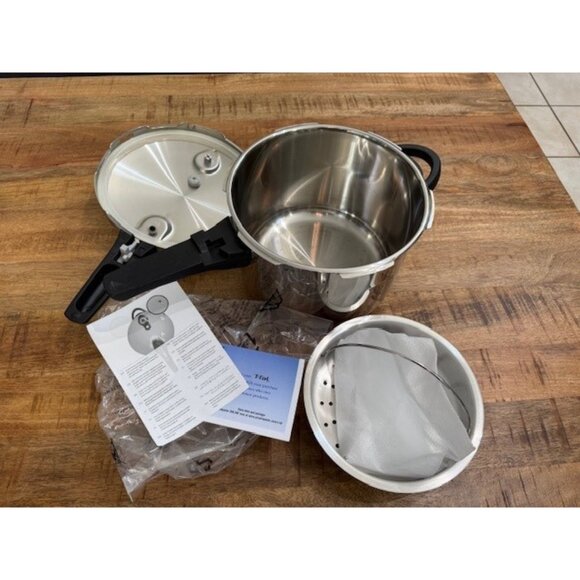 T-Fal Stovetop Stainless Steel High Pressure Cooker 6.3 qt P25107 6L Opened New - Picture 13 of 16